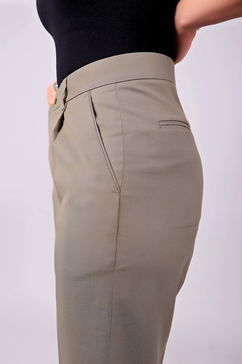 Veshbhoshaa Bluebird Women'S Stone Grey Check Formal Trouser Comfort Fit