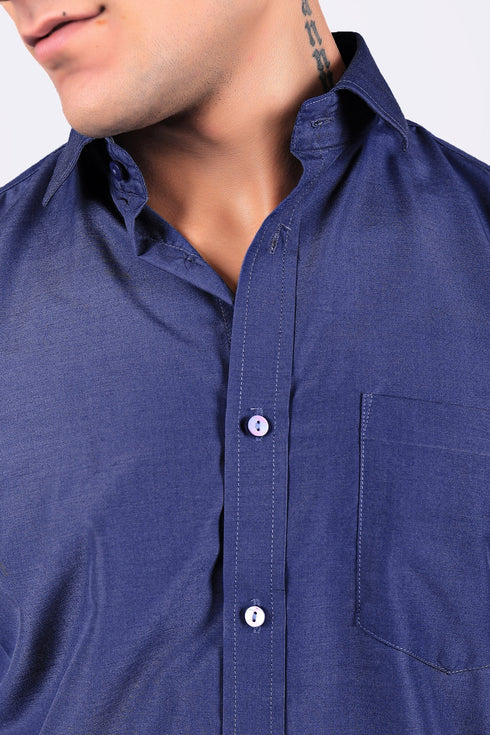 Veshbhoshaa Bluebird Yale Blue Men'S Office Shirt