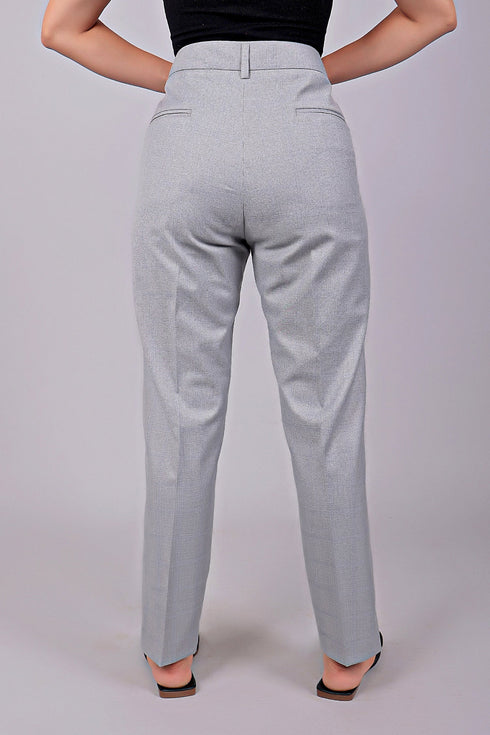 Veshbhoshaa Bluebird Women'S Light Grey Check Formal Trouser Comfort Fit