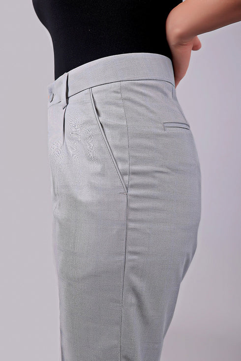 Veshbhoshaa Bluebird Women'S Light Grey Check Formal Trouser Comfort Fit