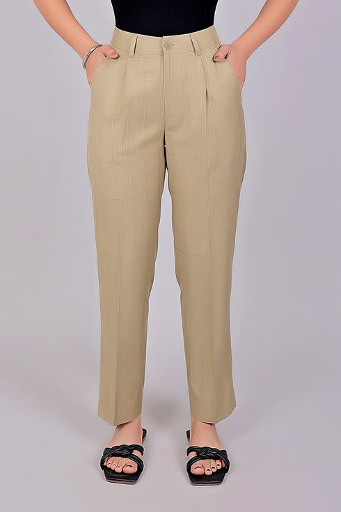 Veshbhoshaa Bluebird Women'S Clay Check Formal Trouser Comfort Fit