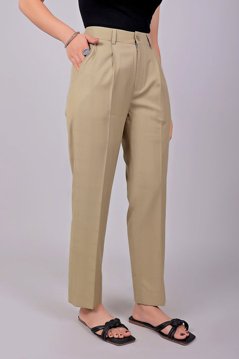 Veshbhoshaa Bluebird Women'S Clay Check Formal Trouser Comfort Fit