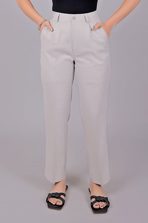 Veshbhoshaa Bluebird Women'S Grey Houndstooth Check Formal Trouser Comfort Fit