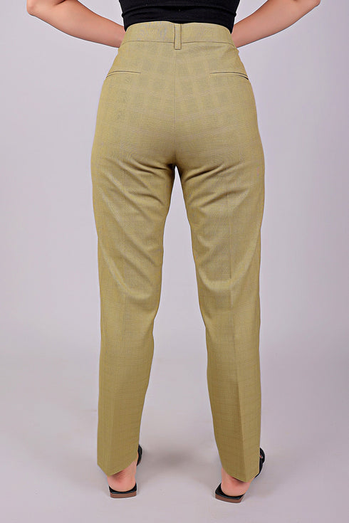 Veshbhoshaa Bluebird Sand Glen Plaid Formal Trouser Comfort Fit