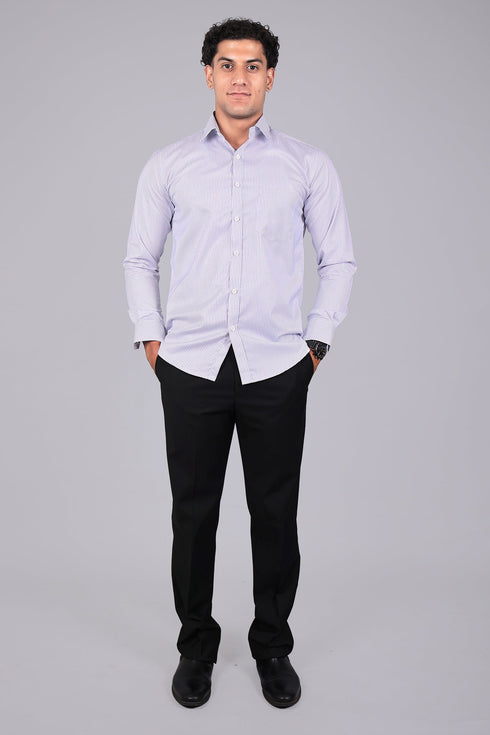 Veshbhoshaa Bluebird Men'S Light Purple Stripe Shirt