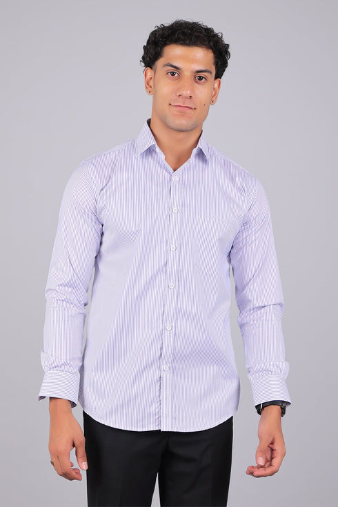 Veshbhoshaa Bluebird Men'S Light Purple Stripe Shirt