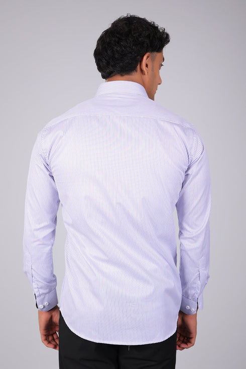 Veshbhoshaa Bluebird Men'S Light Purple Stripe Shirt