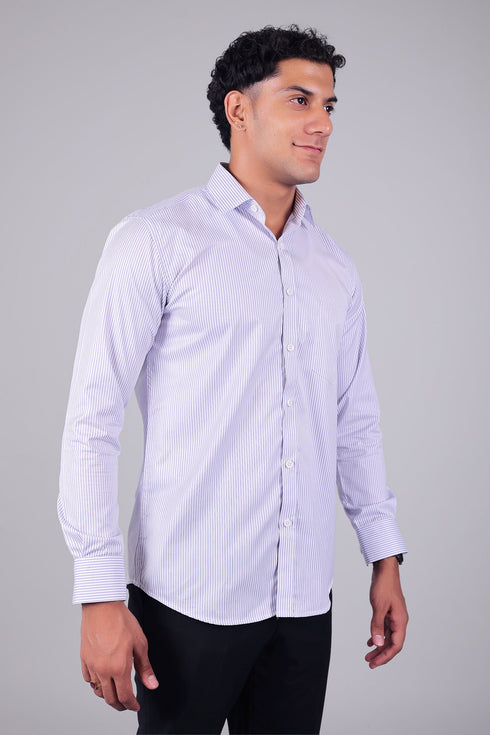Veshbhoshaa Bluebird Men'S Light Purple Stripe Shirt
