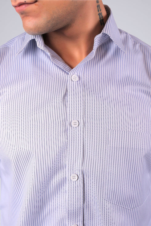 Veshbhoshaa Bluebird Men'S Light Purple Stripe Shirt