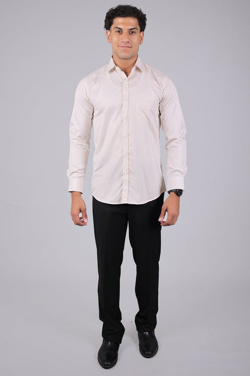 Veshbhoshaa Bluebird Men'S Light Brown Stripe Shirt