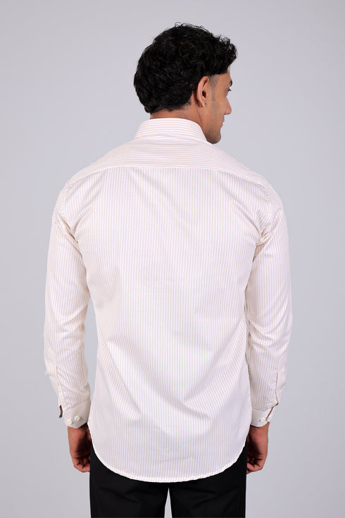 Veshbhoshaa Bluebird Men'S Light Brown Stripe Shirt
