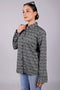 Veshbhoshaa Bluebird Women'S Black Geometric Printed Satin Shirt