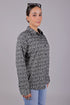 Veshbhoshaa Bluebird Women'S Black Geometric Printed Satin Shirt