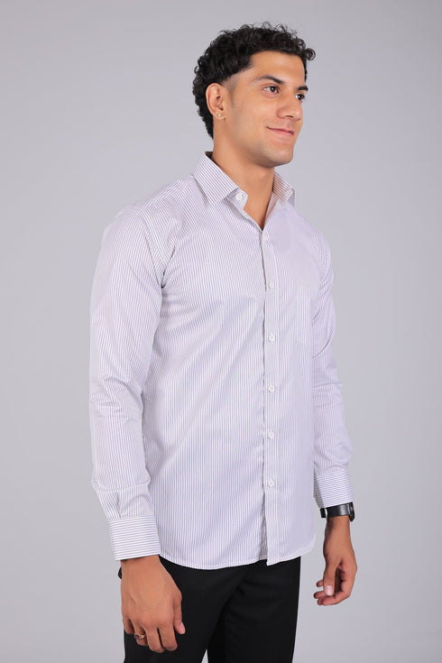 Veshbhoshaa Bluebird Men'S Light Grey Stripe Shirt