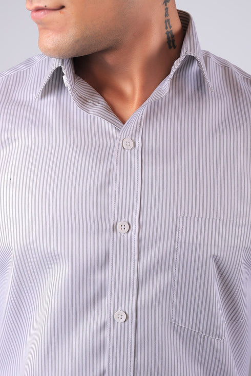 Veshbhoshaa Bluebird Men'S Light Grey Stripe Shirt