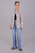 Veshbhoshaa Bluebird Women'S White Peach Printed Satin Shirt