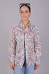 Veshbhoshaa Bluebird Women'S White Peach Printed Satin Shirt