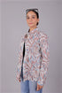 Veshbhoshaa Bluebird Women'S White Peach Printed Satin Shirt