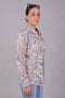 Veshbhoshaa Bluebird Women'S White Peach Printed Satin Shirt