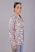 Veshbhoshaa Bluebird Women'S White Peach Printed Satin Shirt