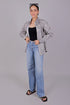 Veshbhoshaa Bluebird Women'S Grey Printed Satin Shirt