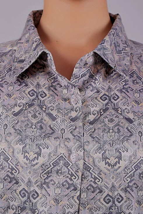 Veshbhoshaa Bluebird Women'S Grey Printed Satin Shirt