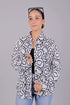 Veshbhoshaa Bluebird Women'S Black And White Printed Satin Shirt