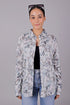 Veshbhoshaa Bluebird Women'S White Leaf Printed Satin Shirt
