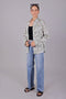 Veshbhoshaa Bluebird Women'S White Green Leaf Printed Satin Shirt