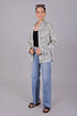 Veshbhoshaa Bluebird Women'S White Green Leaf Printed Satin Shirt