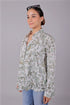 Veshbhoshaa Bluebird Women'S White Green Leaf Printed Satin Shirt