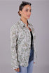 Veshbhoshaa Bluebird Women'S White Green Leaf Printed Satin Shirt