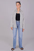 Veshbhoshaa Bluebird Women'S White Grey Print Satin Shirt