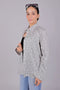 Veshbhoshaa Bluebird Women'S White Grey Print Satin Shirt