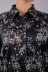 Veshbhoshaa Bluebird Women'S Black Floral Print Satin Shirt