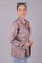 Veshbhoshaa Bluebird Women'S Peach Printed Satin Shirt