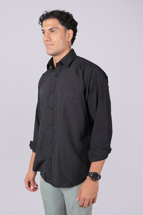 Veshbhoshaa Bluebird Classic Black Men'S Office Shirt