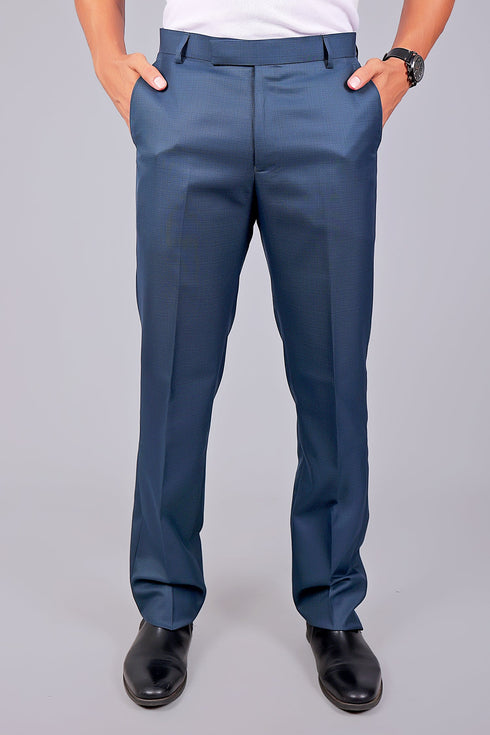 Veshbhoshaa Bluebird Tailored Fit Marengo Blue Trouser