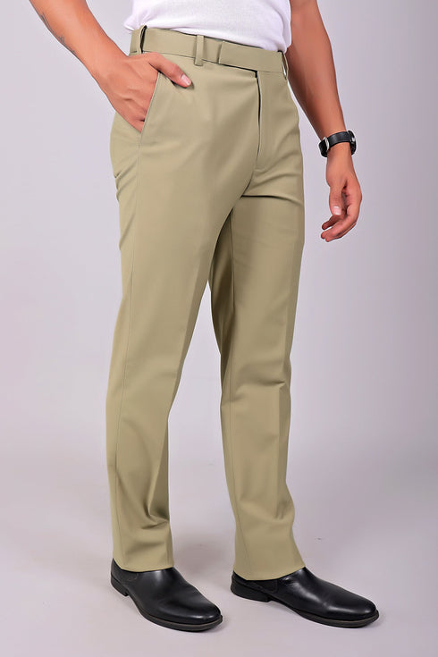 Veshbhoshaa Bluebird Men'S Ecru Stretch Band Trousers