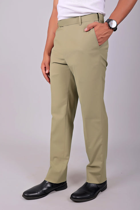 Veshbhoshaa Bluebird Men'S Ecru Stretch Band Trousers