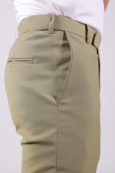 Veshbhoshaa Bluebird Men'S Ecru Stretch Band Trousers