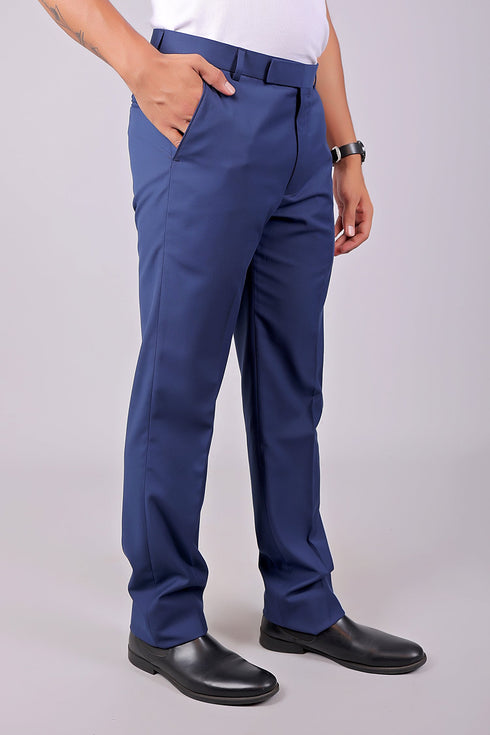 Veshbhoshaa Bluebird Tailored Fit Space Blue Trouser