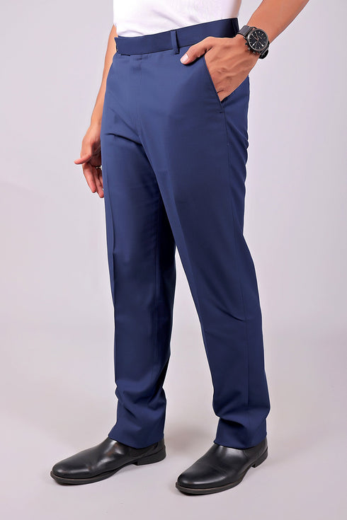 Veshbhoshaa Bluebird Tailored Fit Space Blue Trouser