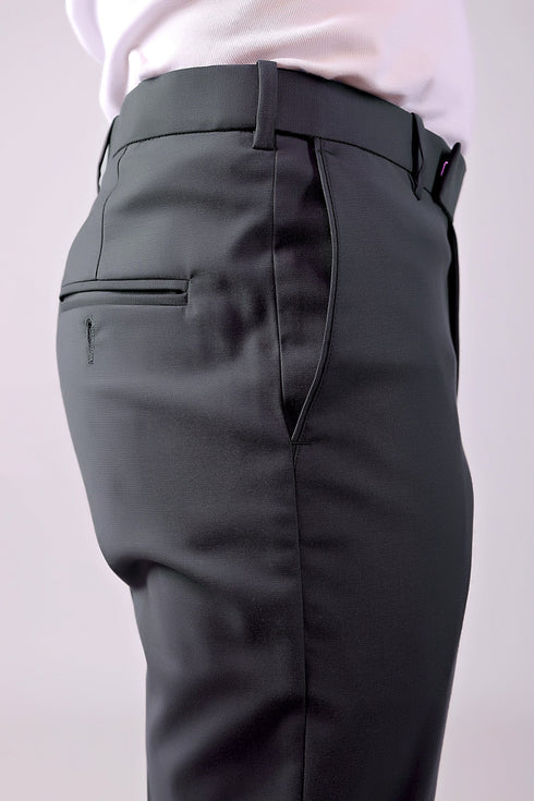 Veshbhoshaa Bluebird Men'S Iron Grey Stretch Band Trousers
