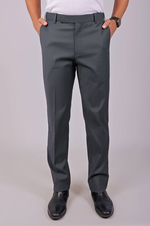 Veshbhoshaa Bluebird Men'S Iron Grey Stretch Band Trousers
