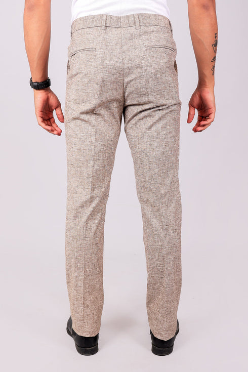 Veshbhoshaa Bluebird Men'S Light Brown Lycra Linen Formal Trouser