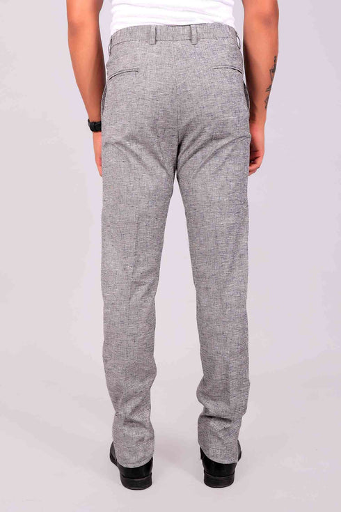 Veshbhoshaa Bluebird Men'S Black Lycra Linen Formal Trouser