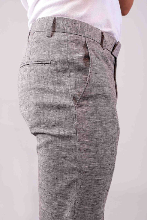 Veshbhoshaa Bluebird Men'S Black Lycra Linen Formal Trouser