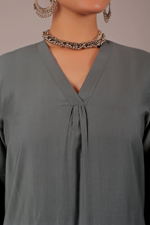 Veshbhoshaa Bluesaanchi Women'S Grey Kurti With Trouser Pajama Set