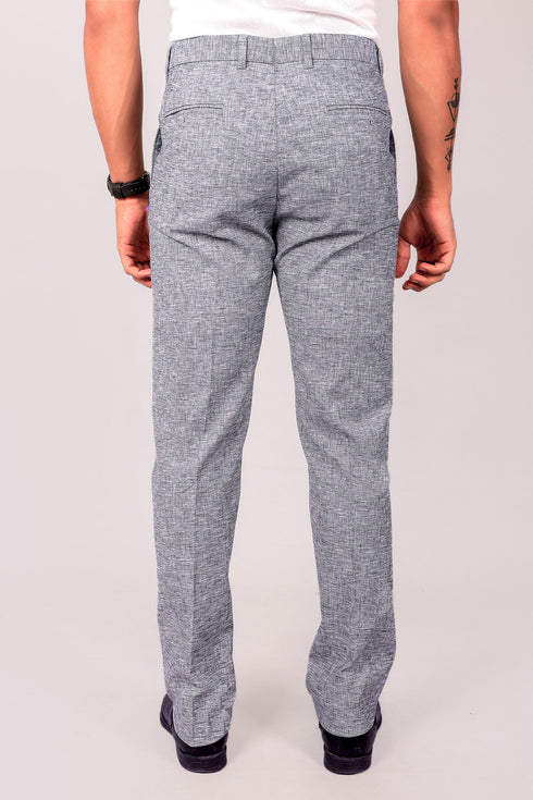 Veshbhoshaa Bluebird Men'S Blue Lycra Linen Formal Trouser